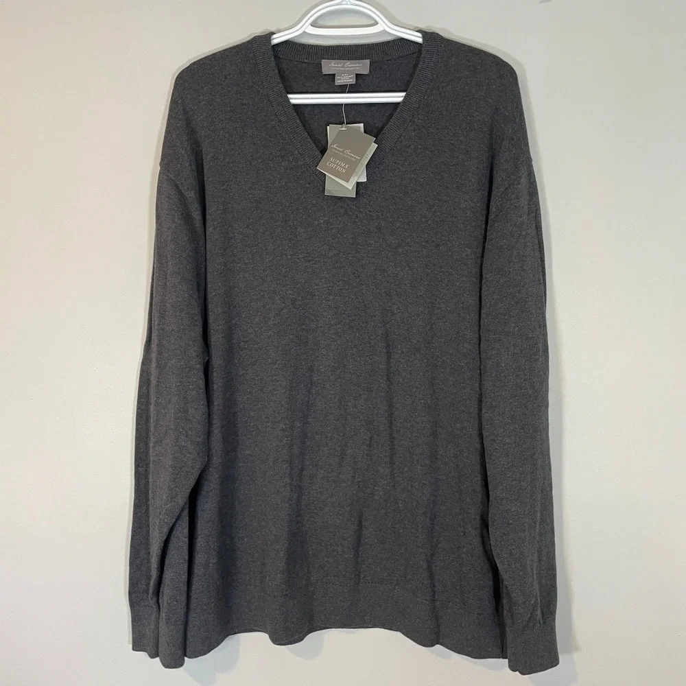 Daniel Cremieux Signature Supima Cotton‎ V-Neck Sweater Charcoal Gray XXL NWT